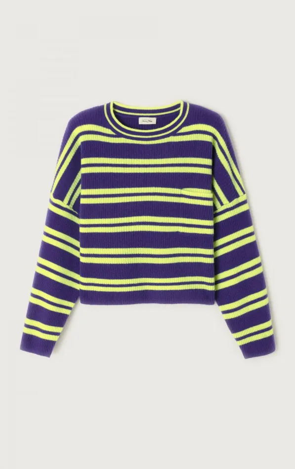 American Vintage Jumpers and Cardigans Women Jumper Raxow Purple Neon Yellow Stripes