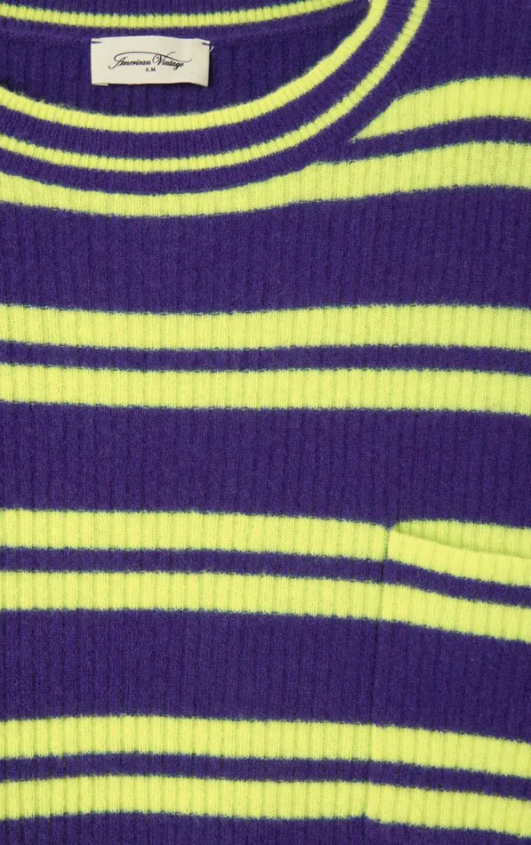 American Vintage Jumpers and Cardigans Women Jumper Raxow Purple Neon Yellow Stripes American Vintage Jumpers and Cardigans Women Jumper Raxow Purple Neon Yellow Stripes
