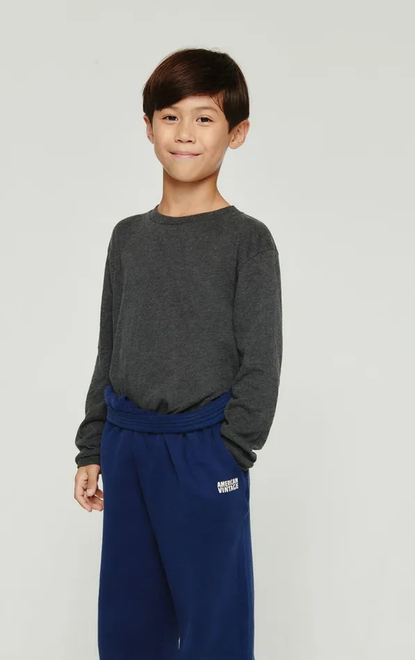 American Vintage Long Sleeve TShirts Kids TShirt Gamipy Melange Charcoal