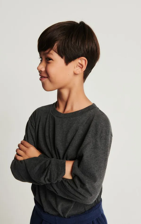 American Vintage Long Sleeve TShirts Kids TShirt Gamipy Melange Charcoal