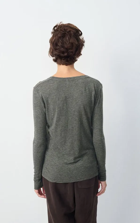 American Vintage Long Sleeve TShirts Women TShirt Jacksonville Melange Charcoal