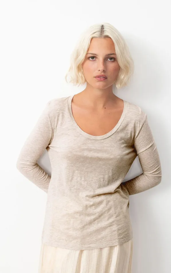 American Vintage Long Sleeve TShirts Women TShirt Jacksonville Melange Cream