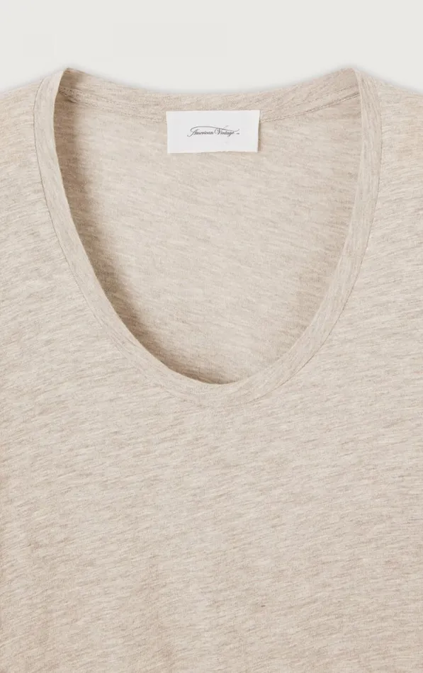 American Vintage Long Sleeve TShirts Women TShirt Jacksonville Melange Cream