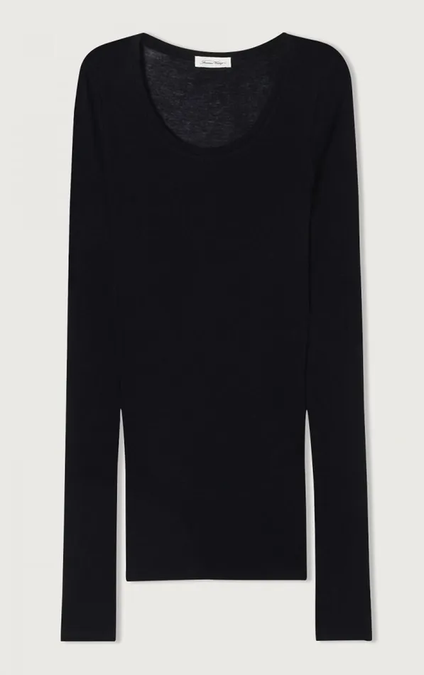 American Vintage Long Sleeve TShirts Women TShirt Massachusetts Black