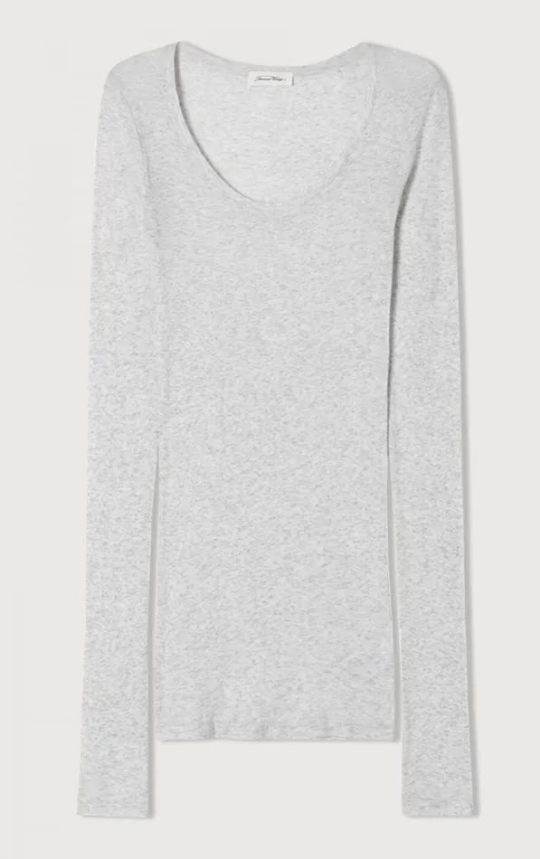 American Vintage Long Sleeve TShirts Women TShirt Massachusetts Heather Grey