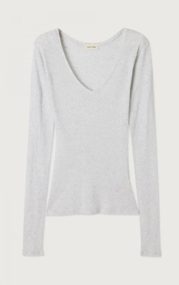 American Vintage Long Sleeve TShirts Women TShirt Massachusetts Heather Grey