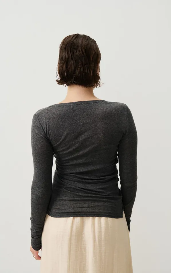 American Vintage Long Sleeve TShirts Women TShirt Massachusetts Melange Charcoal