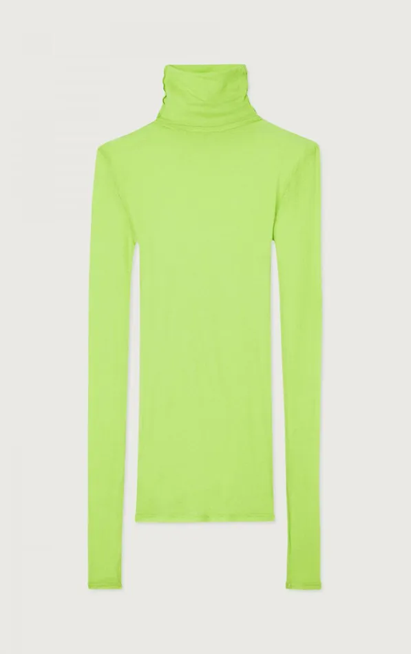 American Vintage Long Sleeve TShirts Women TShirt Massachusetts Neon Yellow