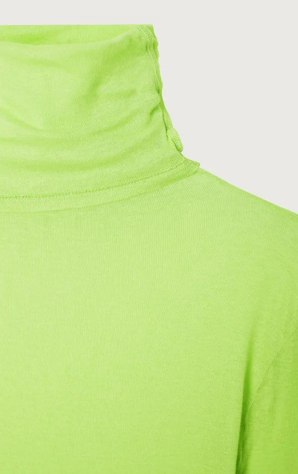 American Vintage Long Sleeve TShirts Women TShirt Massachusetts Neon Yellow