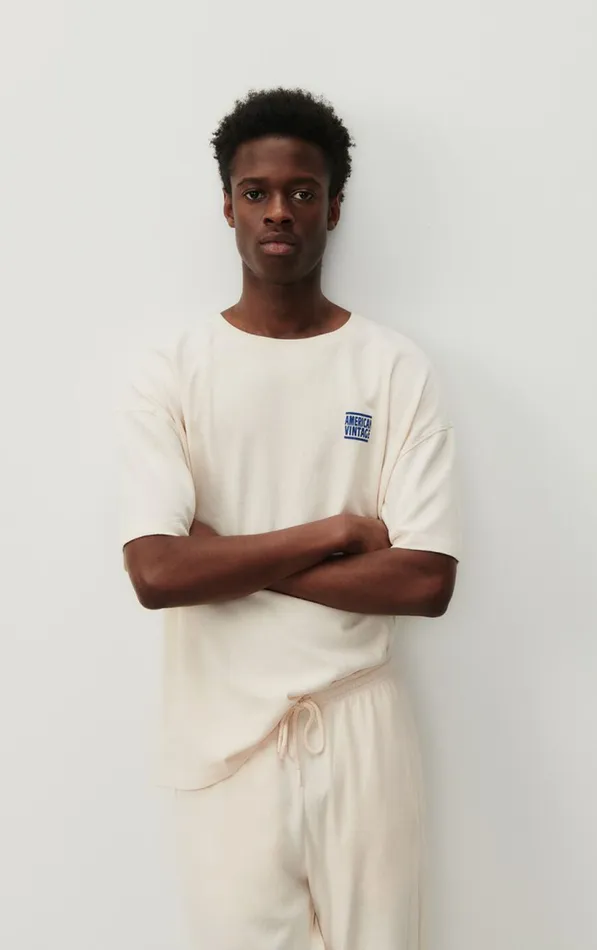 American Vintage Short Sleeve TShirts Men TShirt Ykobow Ecru