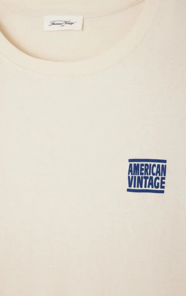 American Vintage Short Sleeve TShirts Men TShirt Ykobow Ecru
