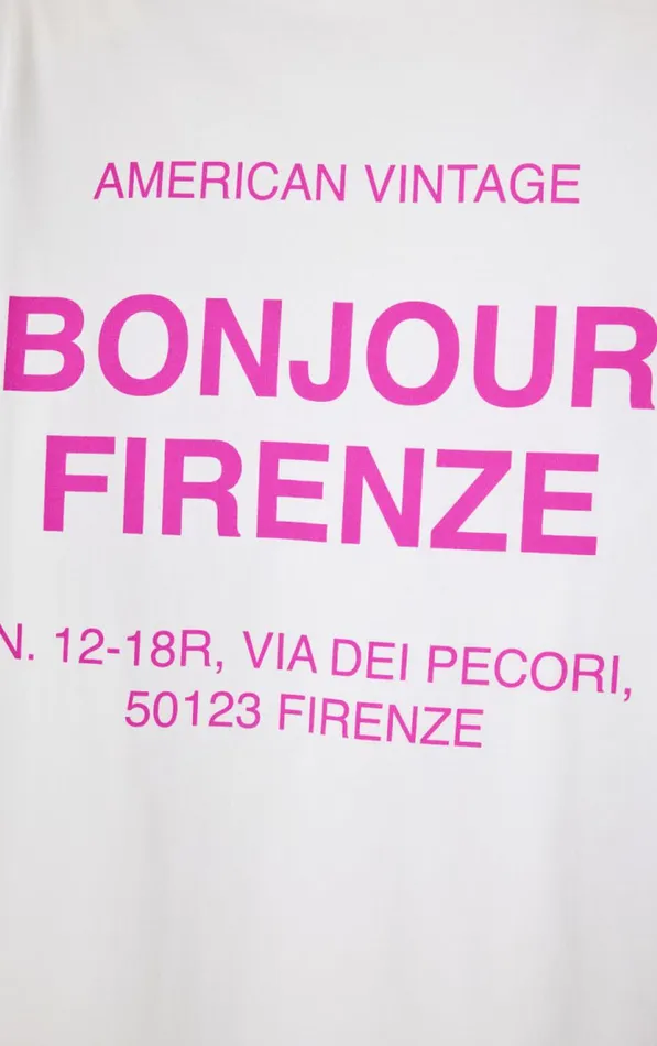 American Vintage Short Sleeve TShirts WomenMen TShirt Firenze White American Vintage Short Sleeve TShirts WomenMen TShirt Firenze White