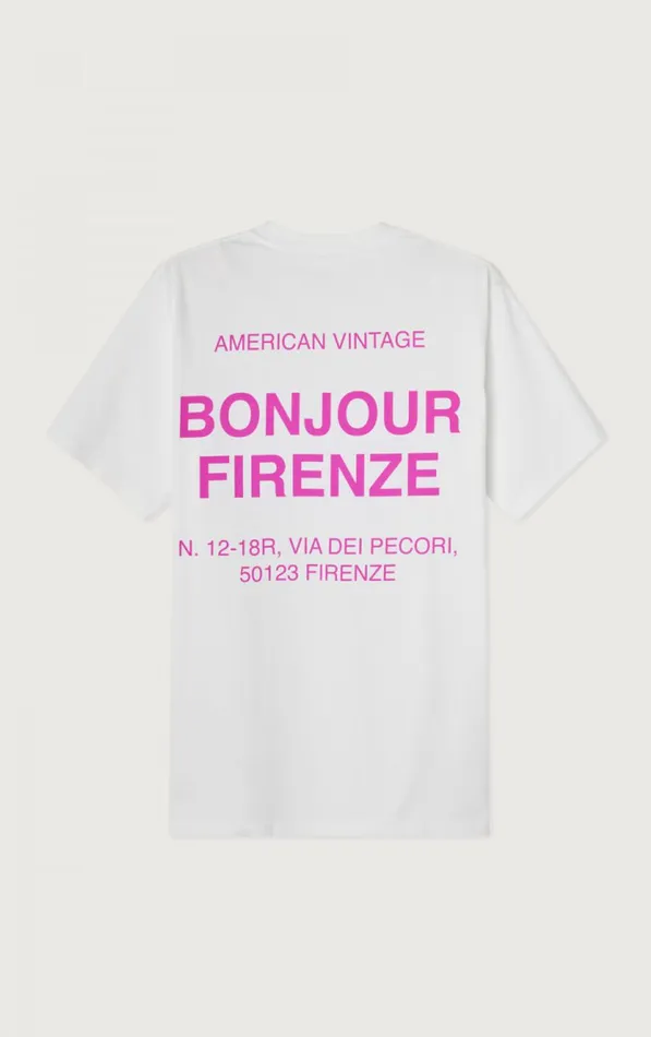 American Vintage Short Sleeve TShirts WomenMen TShirt Firenze White American Vintage Short Sleeve TShirts WomenMen TShirt Firenze White