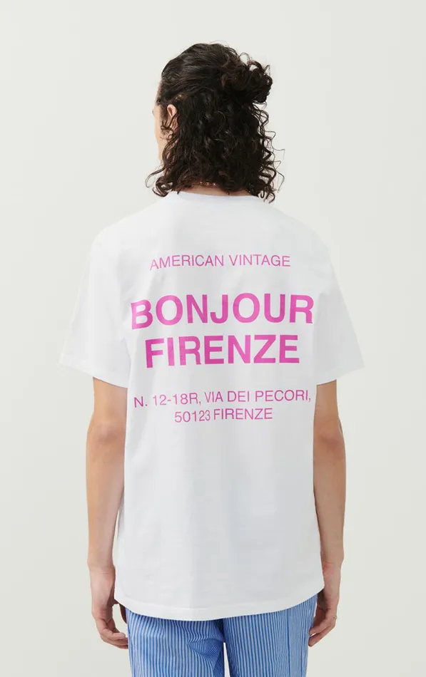 American Vintage Short Sleeve TShirts WomenMen TShirt Firenze White American Vintage Short Sleeve TShirts WomenMen TShirt Firenze White