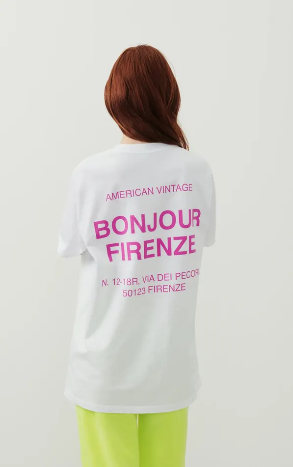 American Vintage Short Sleeve TShirts WomenMen TShirt Firenze White American Vintage Short Sleeve TShirts WomenMen TShirt Firenze White