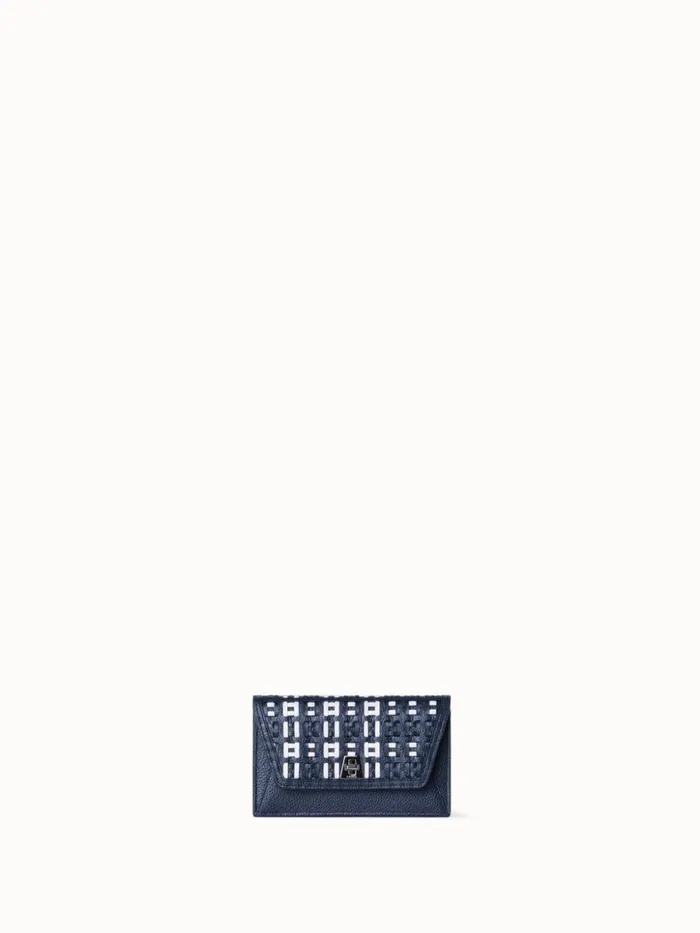 Anouk Clutch Bag In Woven Leather Denimwhite Women Akris Crossbody Bags