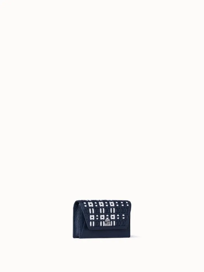 Anouk Clutch Bag In Woven Leather Denimwhite Women Akris Crossbody Bags