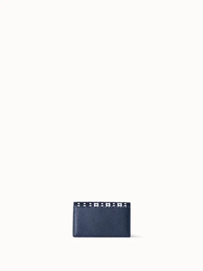 Anouk Clutch Bag In Woven Leather Denimwhite Women Akris Crossbody Bags