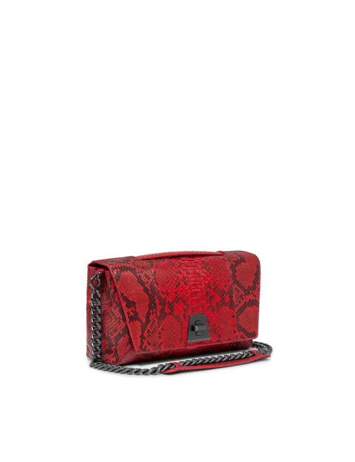 Anouk Day Bag In Python Leather With Adjustable Shoulder Strap Scarlet Women Akris Crossbody Bags