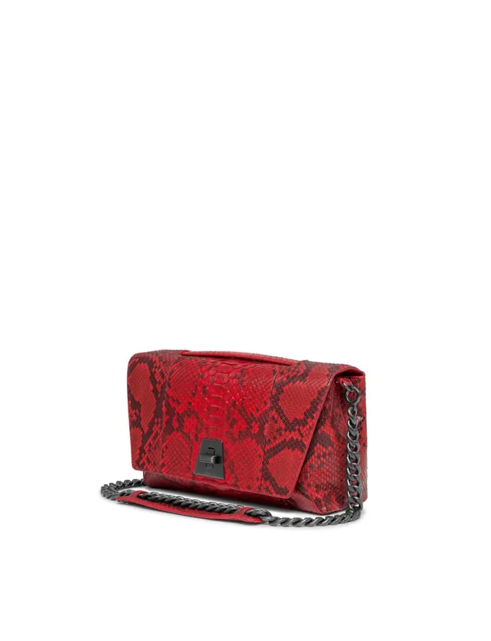 Anouk Day Bag In Python Leather With Adjustable Shoulder Strap Scarlet Women Akris Crossbody Bags