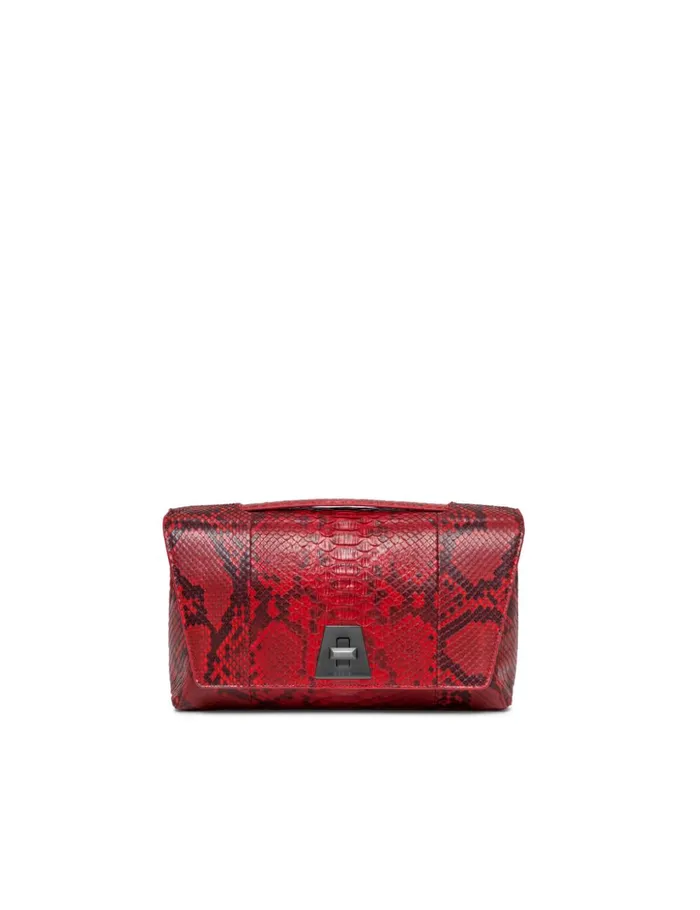 Anouk Day Bag In Python Leather With Adjustable Shoulder Strap Scarlet Women Akris Crossbody Bags