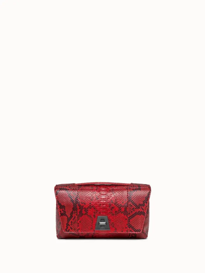 Anouk Day Bag In Python Leather With Adjustable Shoulder Strap Scarlet Women Akris Crossbody Bags