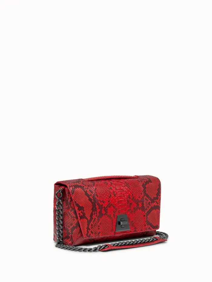 Anouk Day Bag In Python Leather With Adjustable Shoulder Strap Scarlet Women Akris Crossbody Bags