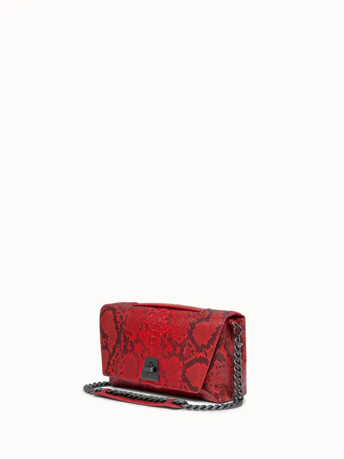 Anouk Day Bag In Python Leather With Adjustable Shoulder Strap Scarlet Women Akris Crossbody Bags