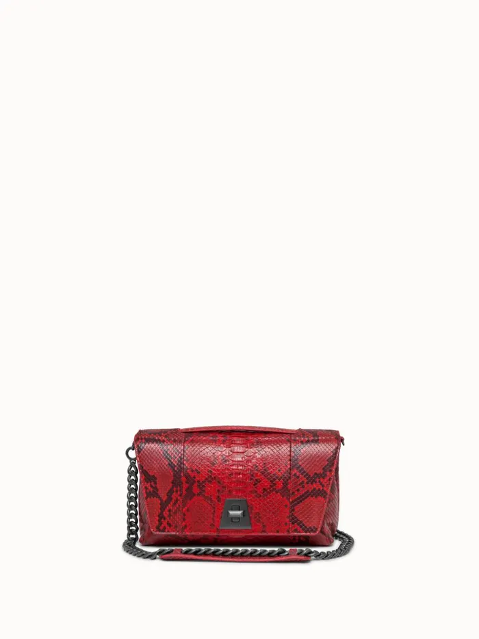Anouk Day Bag In Python Leather With Adjustable Shoulder Strap Scarlet Women Akris Crossbody Bags
