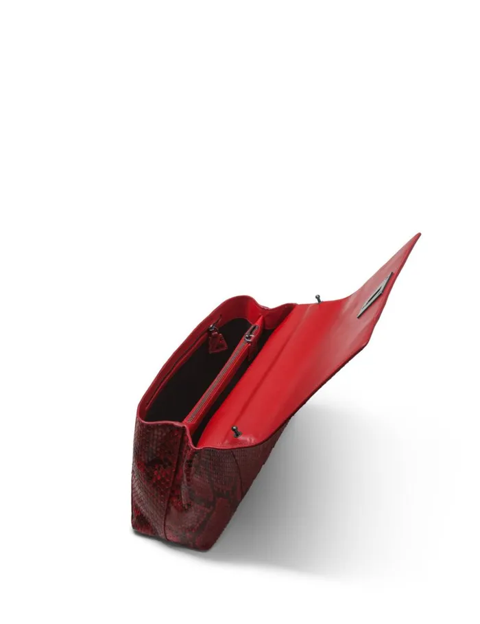 Anouk Day Bag In Python Leather With Adjustable Shoulder Strap Scarlet Women Akris Crossbody Bags