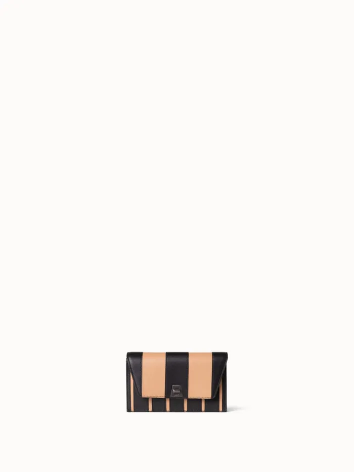 Anouk Envelope Bag In Leather Stripes Blackcordage Women Akris Clutches