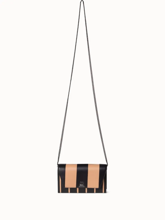 Anouk Envelope Bag In Leather Stripes Blackcordage Women Akris Clutches