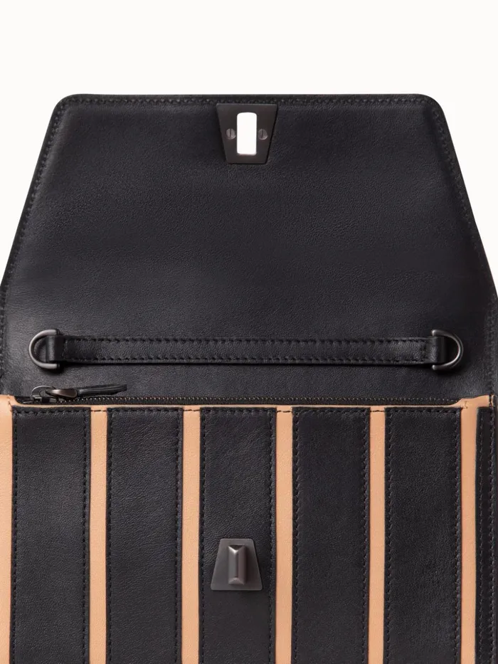 Anouk Envelope Bag In Leather Stripes Blackcordage Women Akris Clutches