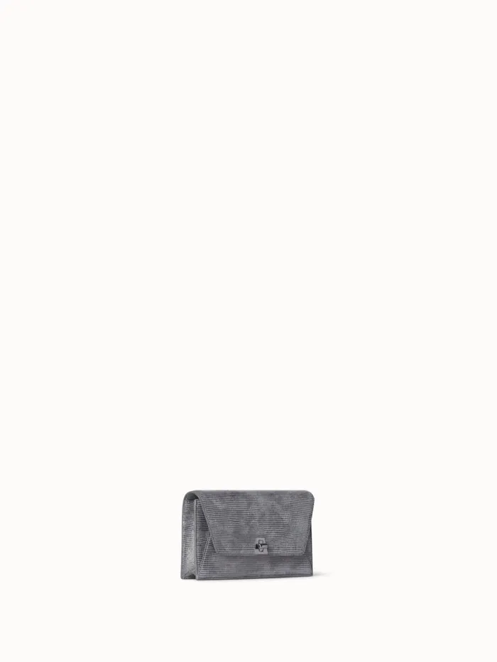Anouk Envelope Bag In Leather With Lizard Lam Finish Inox Women Akris Crossbody Bags