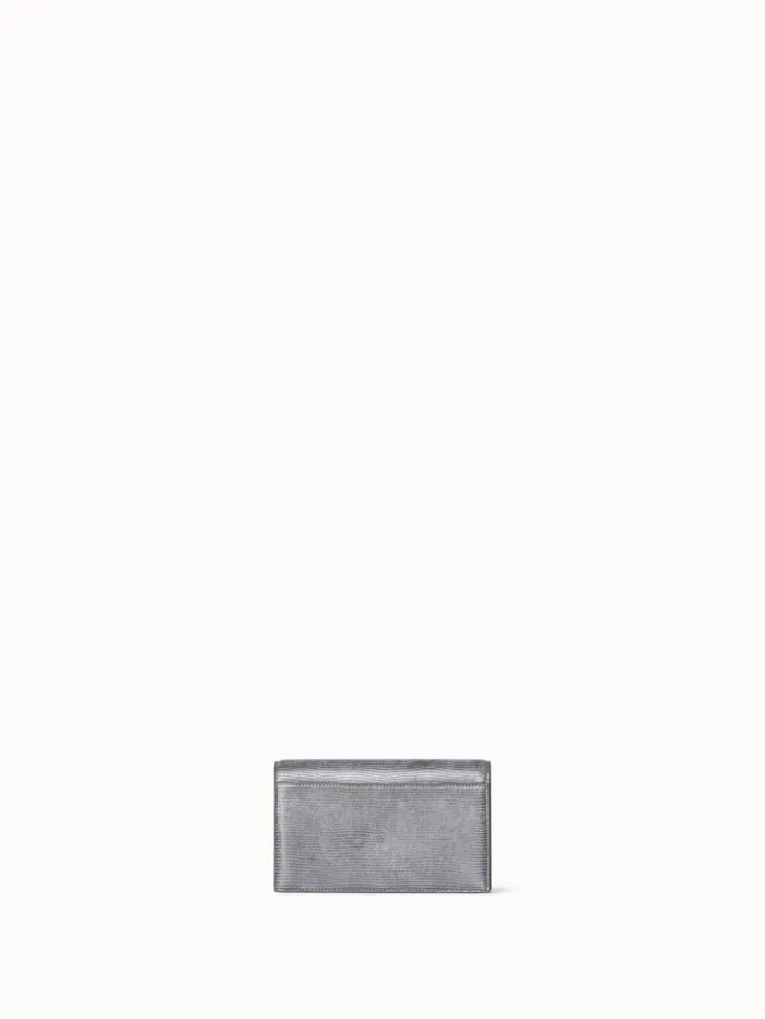 Anouk Envelope Bag In Leather With Lizard Lam Finish Inox Women Akris Crossbody Bags