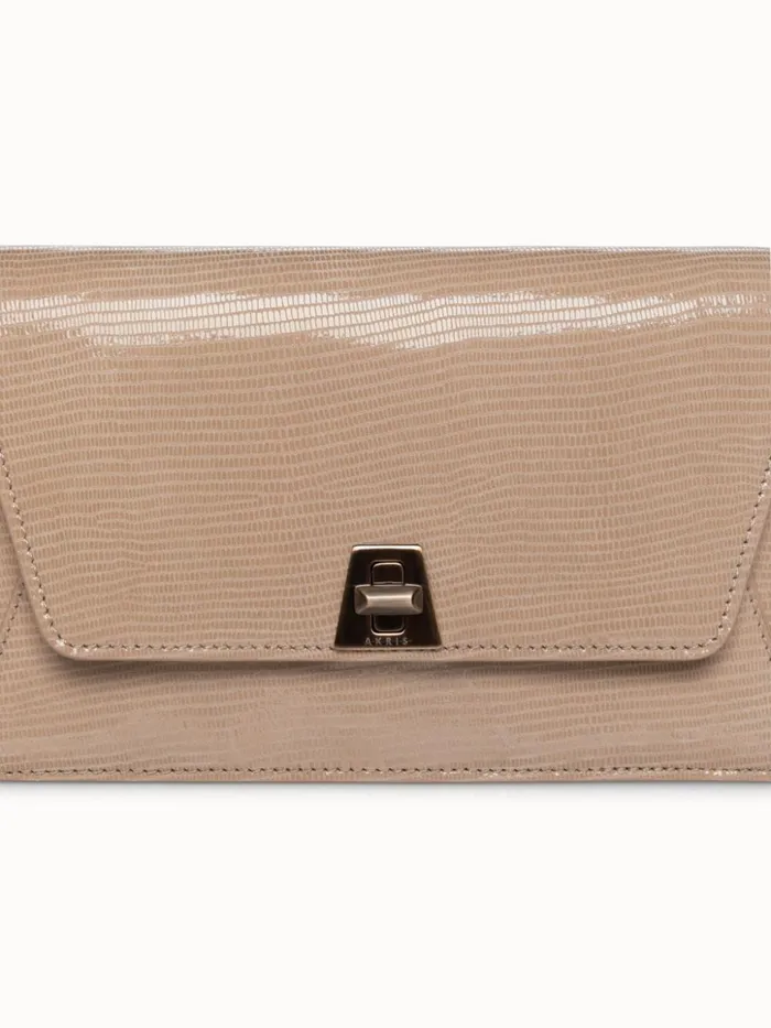 Anouk Envelope Bag With Shiny Lizard Finish Cashmere Women Akris Shoulder Bags