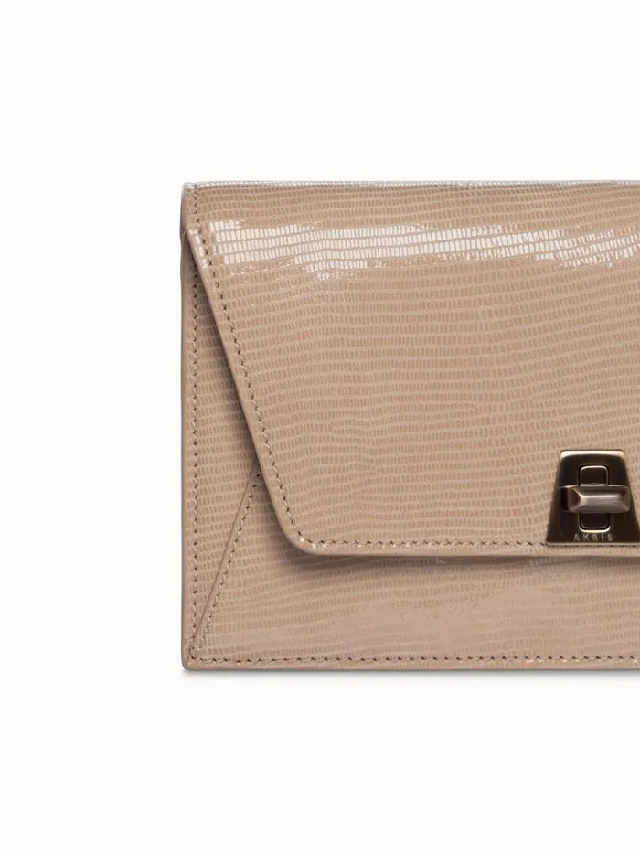 Anouk Envelope Bag With Shiny Lizard Finish Cashmere Women Akris Shoulder Bags