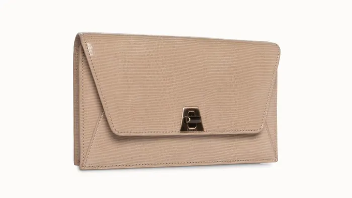 Anouk Envelope Bag With Shiny Lizard Finish Cashmere Women Akris Shoulder Bags