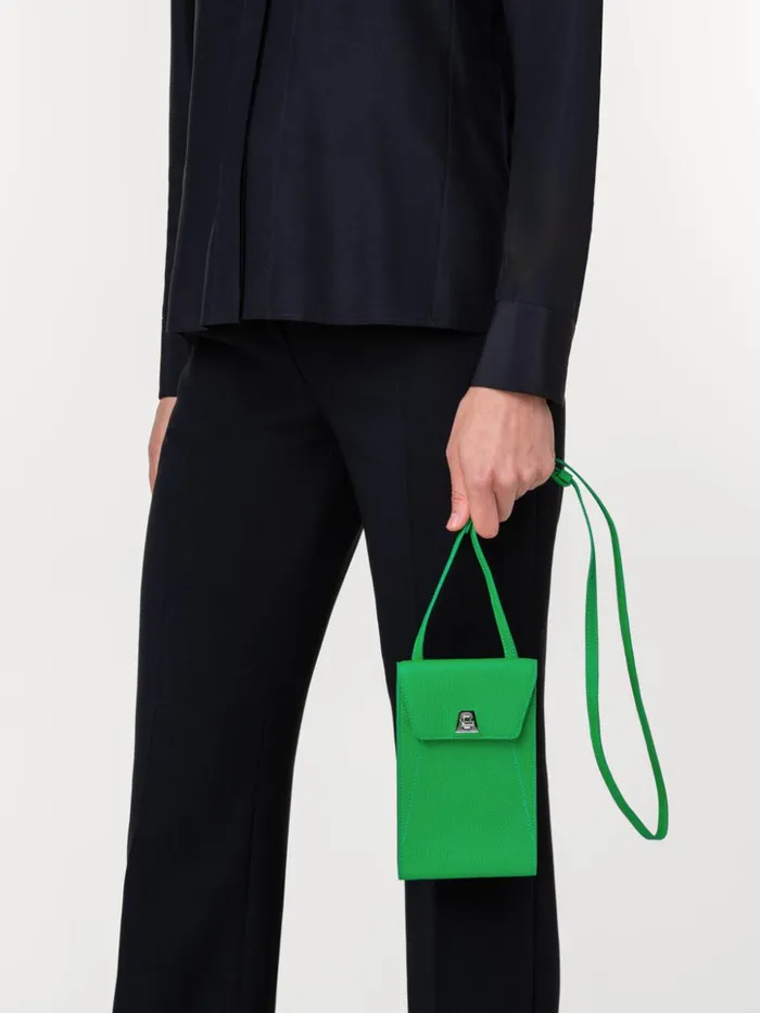 Anouk Phone Pouch In Cervocalf Leather Bamboo Women Akris Mini Bags