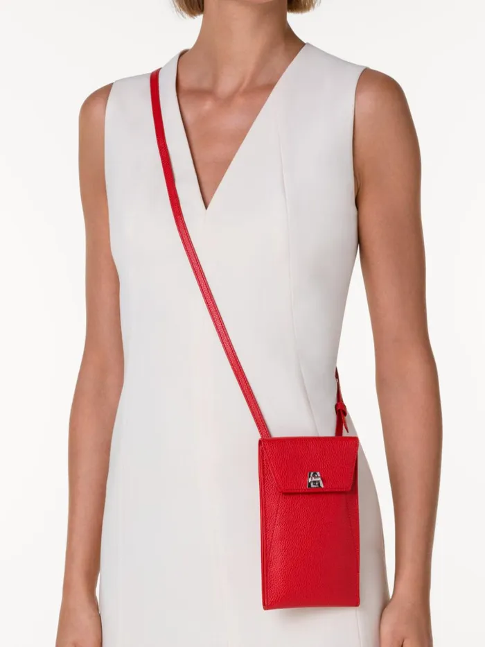 Anouk Phone Pouch In Cervocalf Leather Scarlet Women Akris Mini Bags