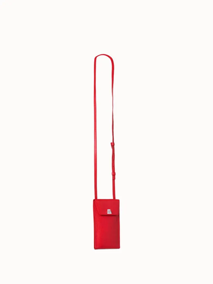 Anouk Phone Pouch In Cervocalf Leather Scarlet Women Akris Mini Bags