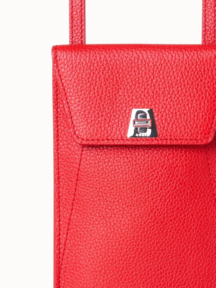 Anouk Phone Pouch In Cervocalf Leather Scarlet Women Akris Mini Bags