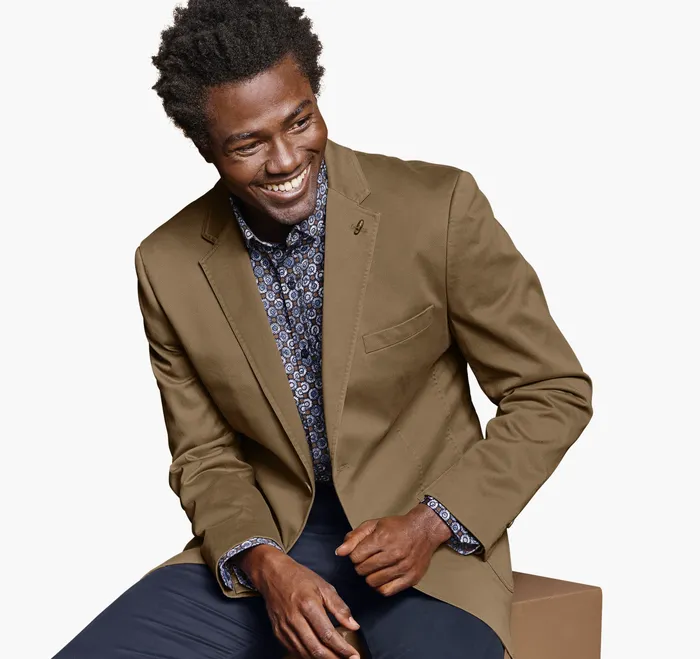Apparel Johnston and Murphy Men Washed Cotton Blazer Brown