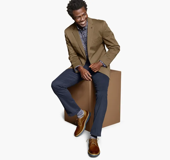 Apparel Johnston and Murphy Men Washed Cotton Blazer Brown