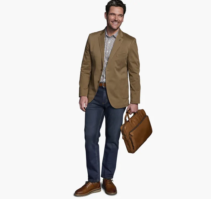 Apparel Johnston and Murphy Men Washed Cotton Blazer Brown