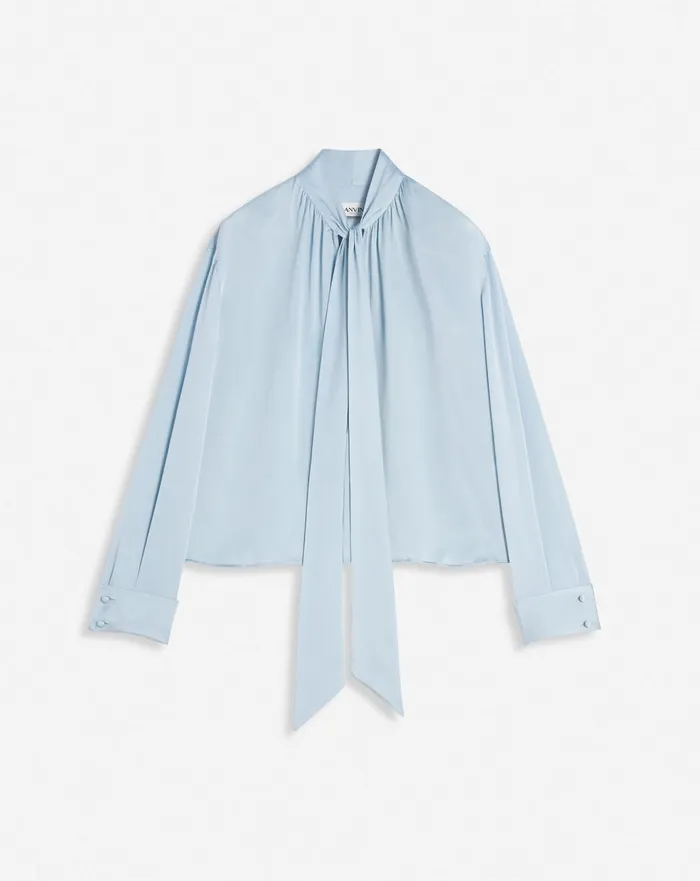Ascot Collar Blouse Sky Blue Women Lanvin Tops