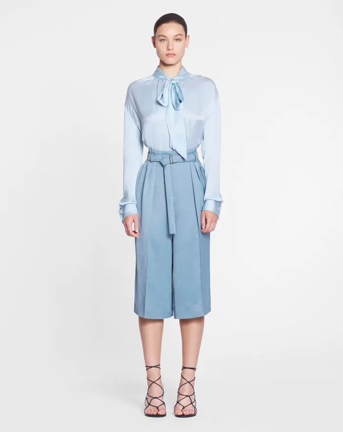 Ascot Collar Blouse Sky Blue Women Lanvin Tops