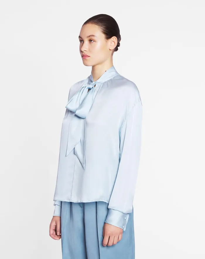 Ascot Collar Blouse Sky Blue Women Lanvin Tops