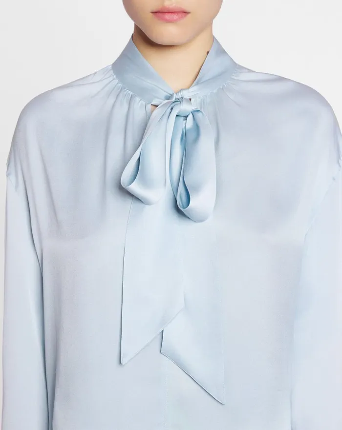 Ascot Collar Blouse Sky Blue Women Lanvin Tops