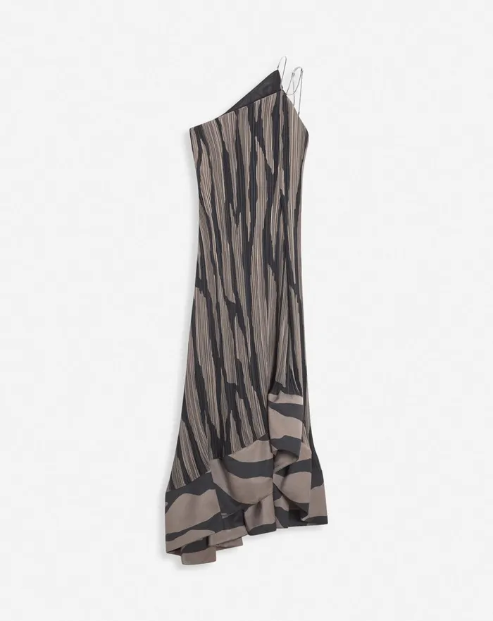 Asymmetrical Cascadeeffect Dress Marron Glaceblack Women Lanvin Dresses